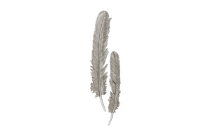 Feathers Wall Art, Silver Leaf, Set of 2, Large