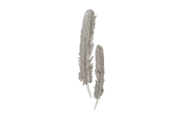Feathers Wall Art, Silver Leaf, Set of 2, Large