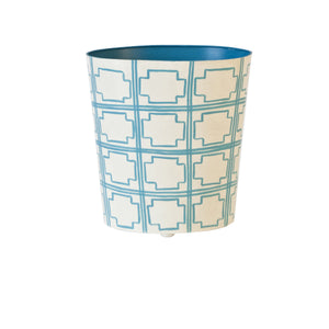 OVAL WASTEBASKET CREAM/TURQ SQRS