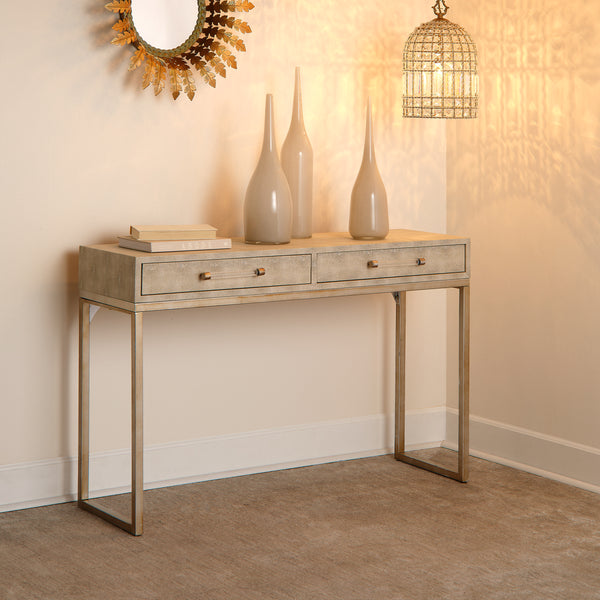 Kain Faux Shagreen Console, Cream