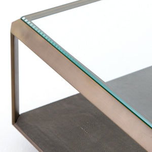Shagreen Shadow Box Coffee Table-Brass