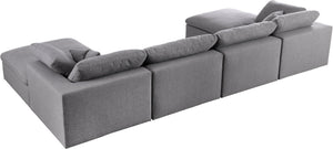 Carmen Cloud Modular Sectional In Grey Linen Fabric