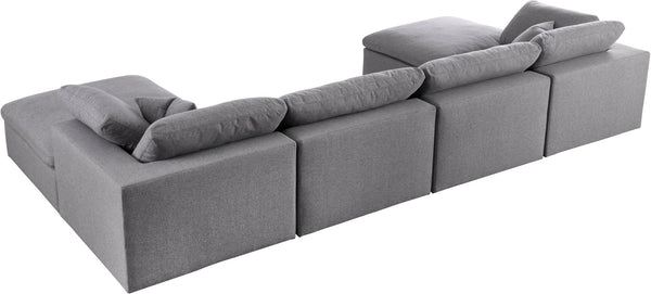 Carmen Cloud Modular Sectional In Grey Linen Fabric