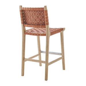 Marco Faux Leather Counter Stool Drift Wood Frame, Ochre Brown 