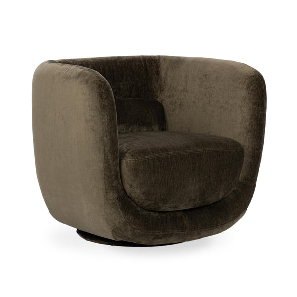 Nico Upholstered Swivel Chair in Olive Green