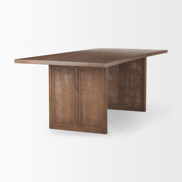 Grier 84L Medium Brown Wood w/ Cane Dining Table