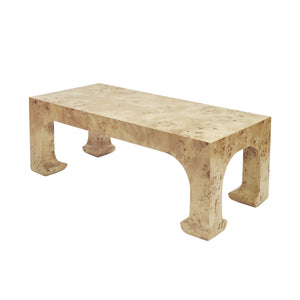PAGODA STYLE COFFEE TABLE IN BURL WOOD