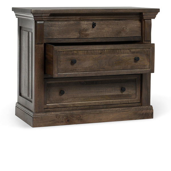 Adelaide Solid Wood 3-Drawer Nightstand - Cocoa Brown