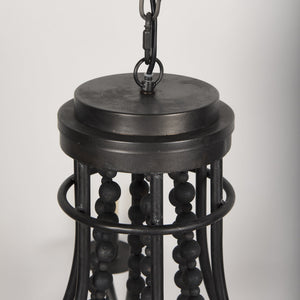 Selma Black Wood Bead and Metal Chandelier