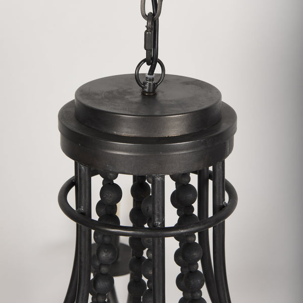 Selma Black Wood Bead and Metal Chandelier
