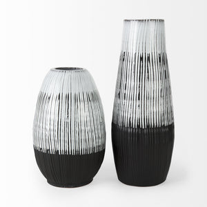 Tanami I Tall Dark Brown/White Ceramic Vase