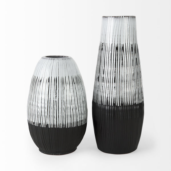 Tanami I Tall Dark Brown/White Ceramic Vase