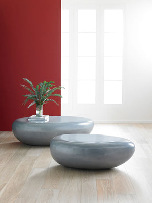 River Stone Cocktail Table, Polish Aluminum, LG