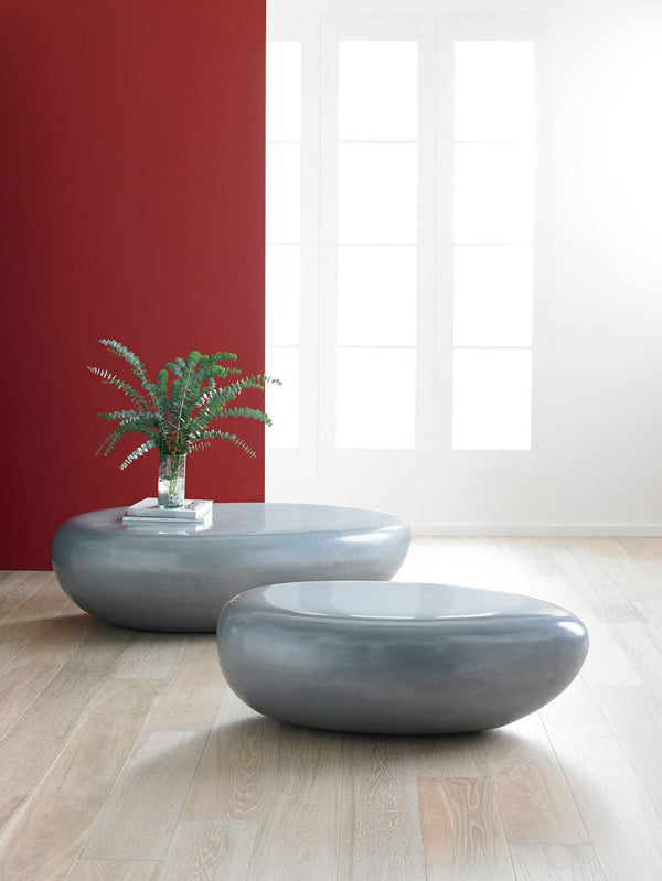 River Stone Cocktail Table, Polish Aluminum, LG
