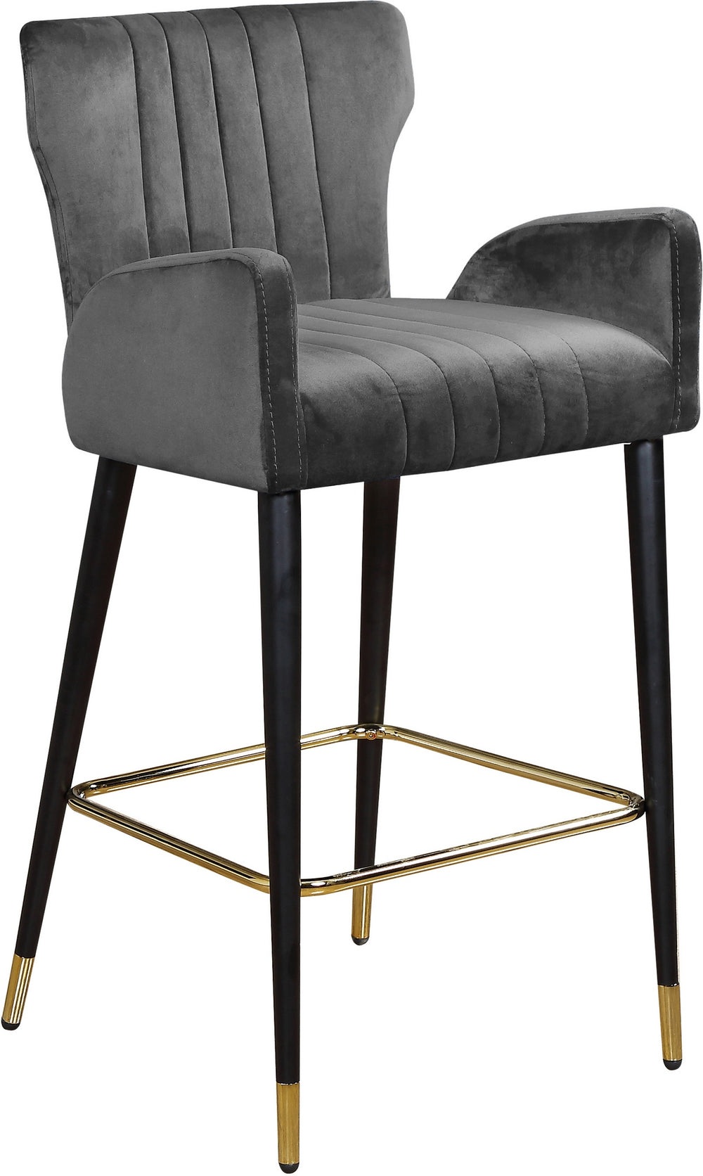 Alonzo Stool In Grey Velvet