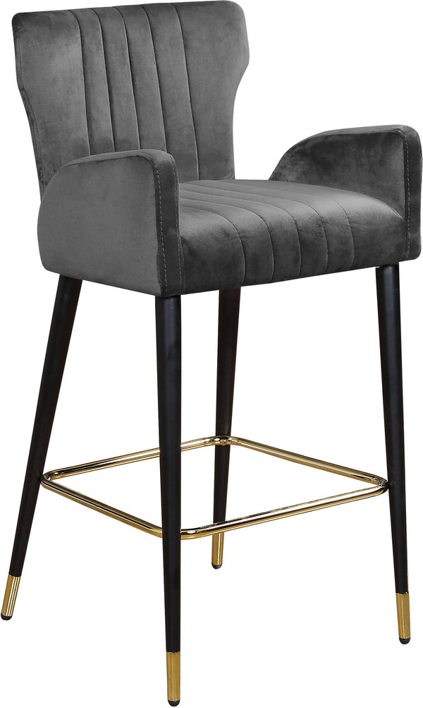 Alonzo Stool In Grey Velvet