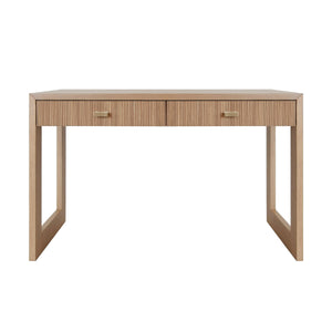 TWO DRAWER DESK WITH FLUTED DETAIL IN NATURAL OAK