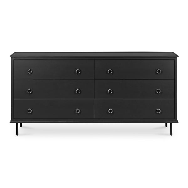 Reagan 6 Drawer Dresser Black with Metal Handles