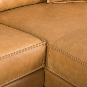 D'Arcy 111"L x 70"D x 33"H Tan Leather Right Chaise Sectional