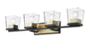 Bleeker Street 4 Light Vanity in Matte Black + Olde Brass Finish