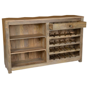 Prism Solid Wood Bar Cabinet with Angled Design - Natural Mango