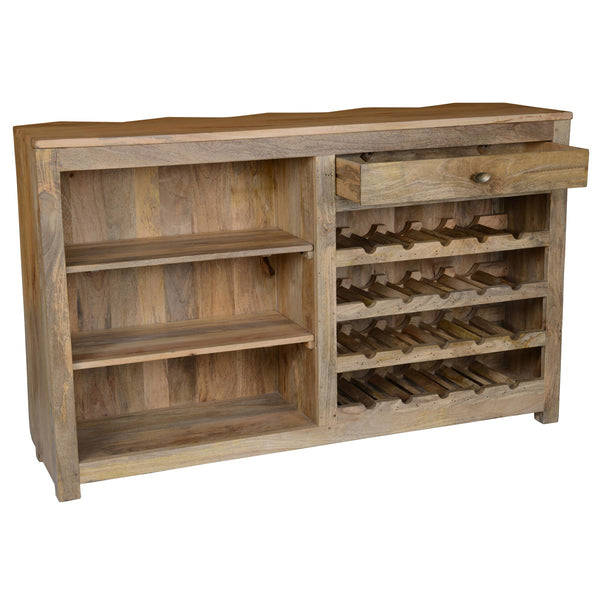 Prism Solid Wood Bar Cabinet with Angled Design - Natural Mango