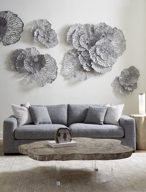 Floating Coffee Table on Acrylic Legs, Gray Stone, Size Varies