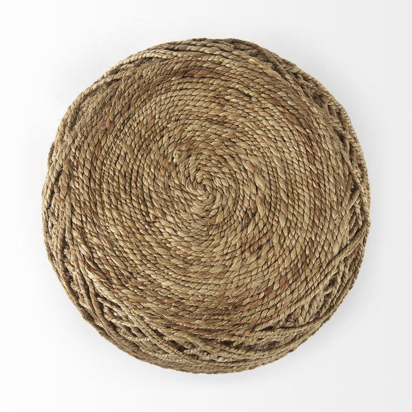 Allium Brown Handwoven Wool Cylindrical Pouf