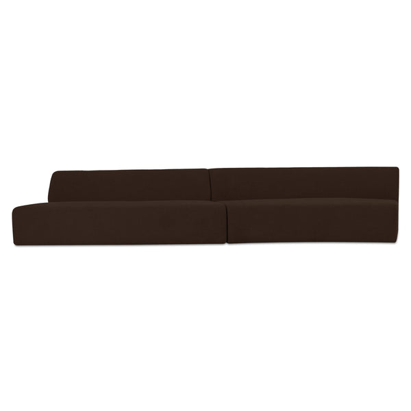 Naomi 2-Piece Wave Modular Sectional in Dark Brown