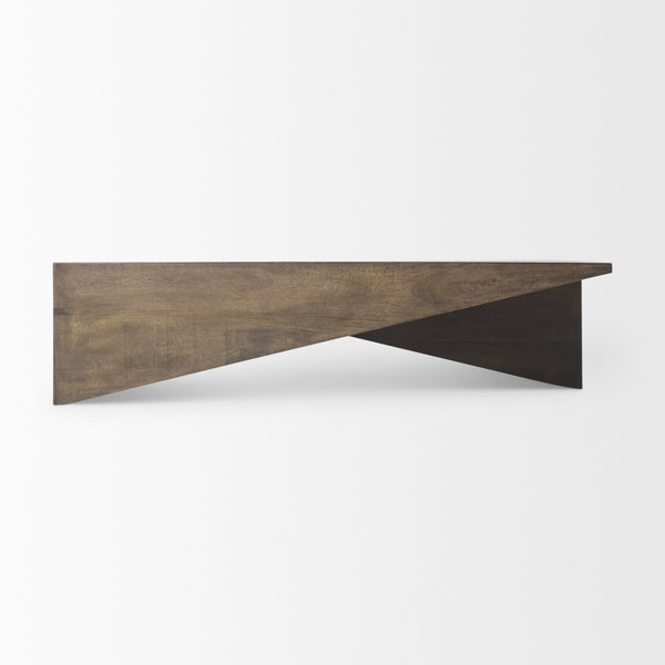 West 55L x 32W x 14H Medium Brown Wooden Angled Coffee Table