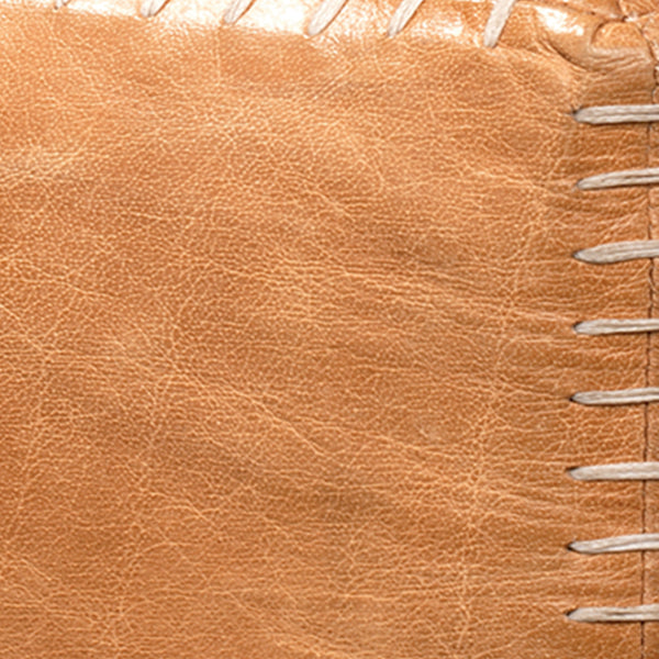 Buff Leather Ottoman, Large