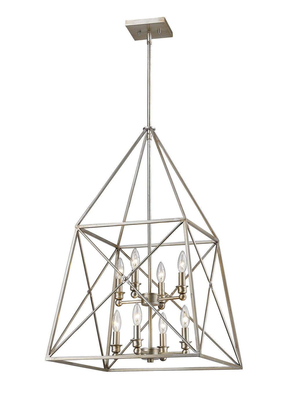 Trestle 8 Light Pendant in Antique Silver Finish