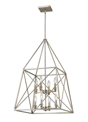 Trestle 8 Light Pendant in Antique Silver Finish