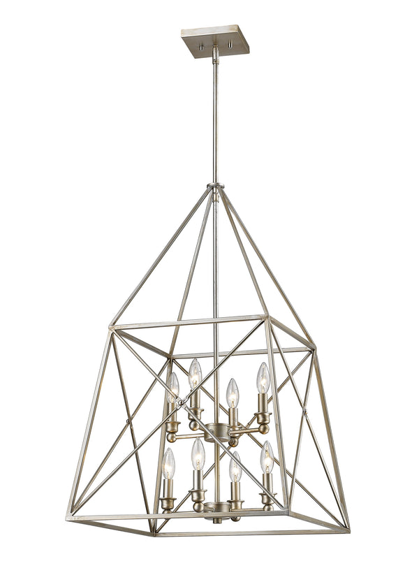 Trestle 8 Light Pendant in Antique Silver Finish