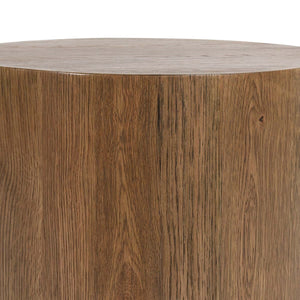 Layne Solid Wood Round End Table with Plinth Base