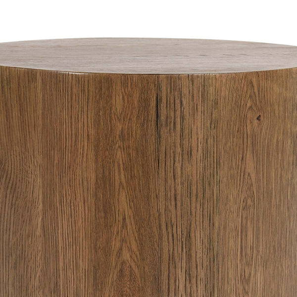 Layne Solid Wood Round End Table with Plinth Base