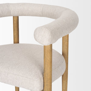 Arden Dining Chair w/ Medium Brown Wood and Cream Twill Fabric