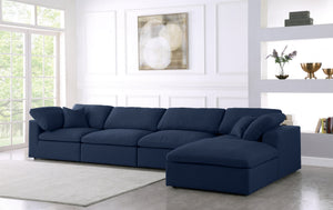 Carmen Cloud Modular Sectional In Navy Linen Fabric