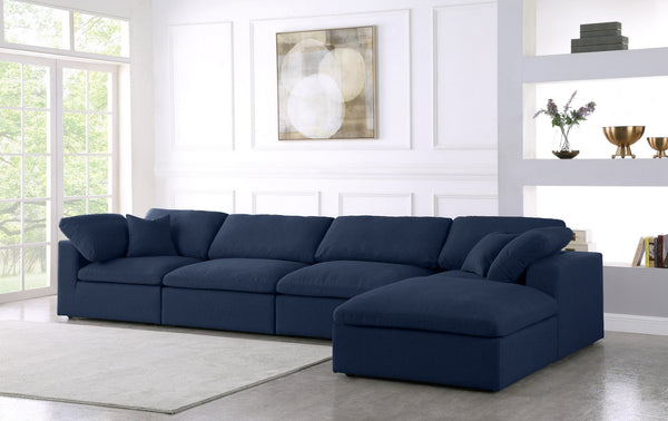 Carmen Cloud Modular Sectional In Navy Linen Fabric