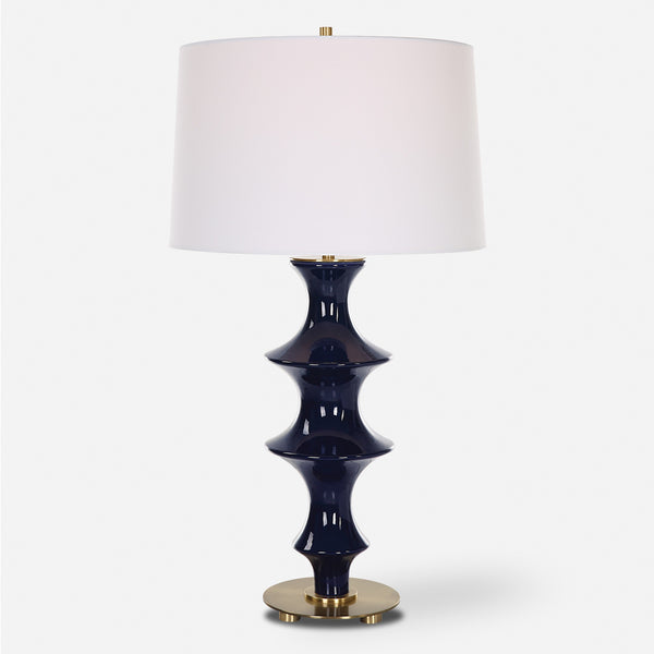 Coil Sculpted Blue Table Lamp