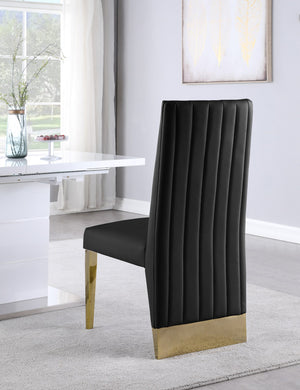 Stanley Dining Chair In Black Faux Leather and Gold