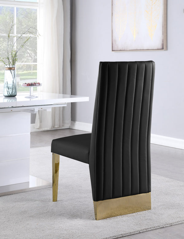 Stanley Dining Chair In Black Faux Leather and Gold