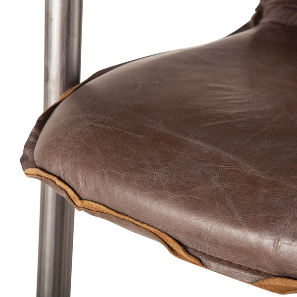 Portofino Distressed Jet Brown Leather Dining Chair
