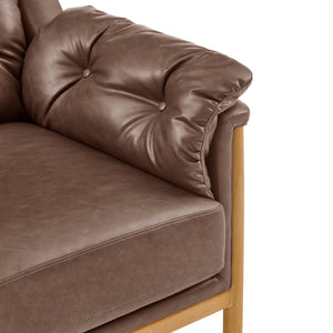 Larry Faux Leather Tufted Accent Arm Chair, Casa Brown