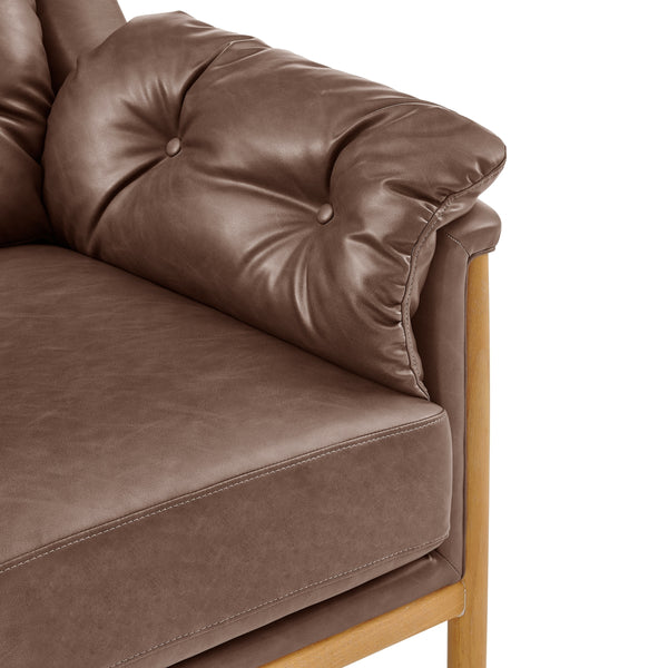 Larry Faux Leather Tufted Accent Arm Chair, Casa Brown