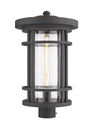 Jordan 1 Light Outdoor Post Mount Fixture in Oil Rubbed Bronze Finish