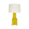 HANDPAINTED PAGODA TABLE LAMP IN YELLOW WITH GOLD TRIM
