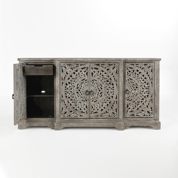 Harmony Solid Wood Breakfront Cabinet - Vintage Gray