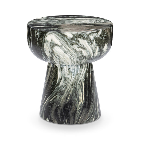 Merz Green Outdoor Round Stool with Marble Design