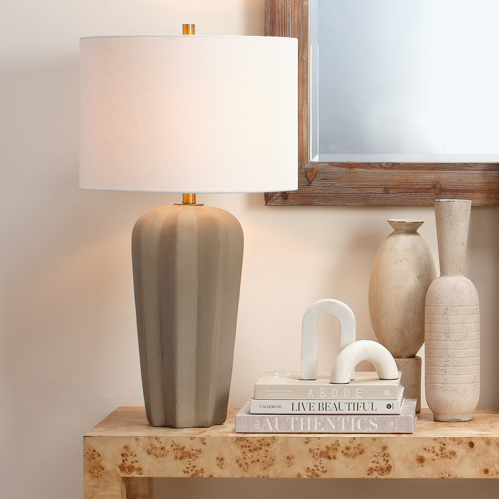 Regal Cement Table Lamp with Linen Shade